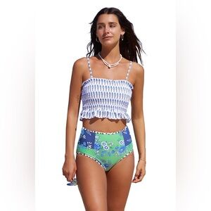 Blue and Green Floral Women's Swim Set